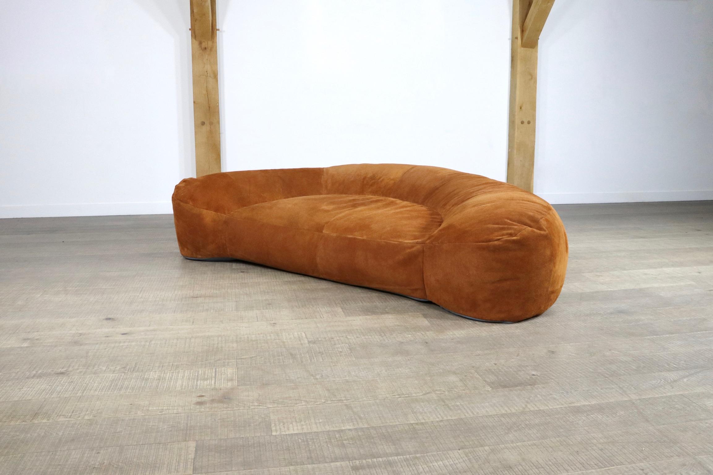 Croissant Sofa in Suede by Raphael Raffel for Honore Paris, 1970s 4