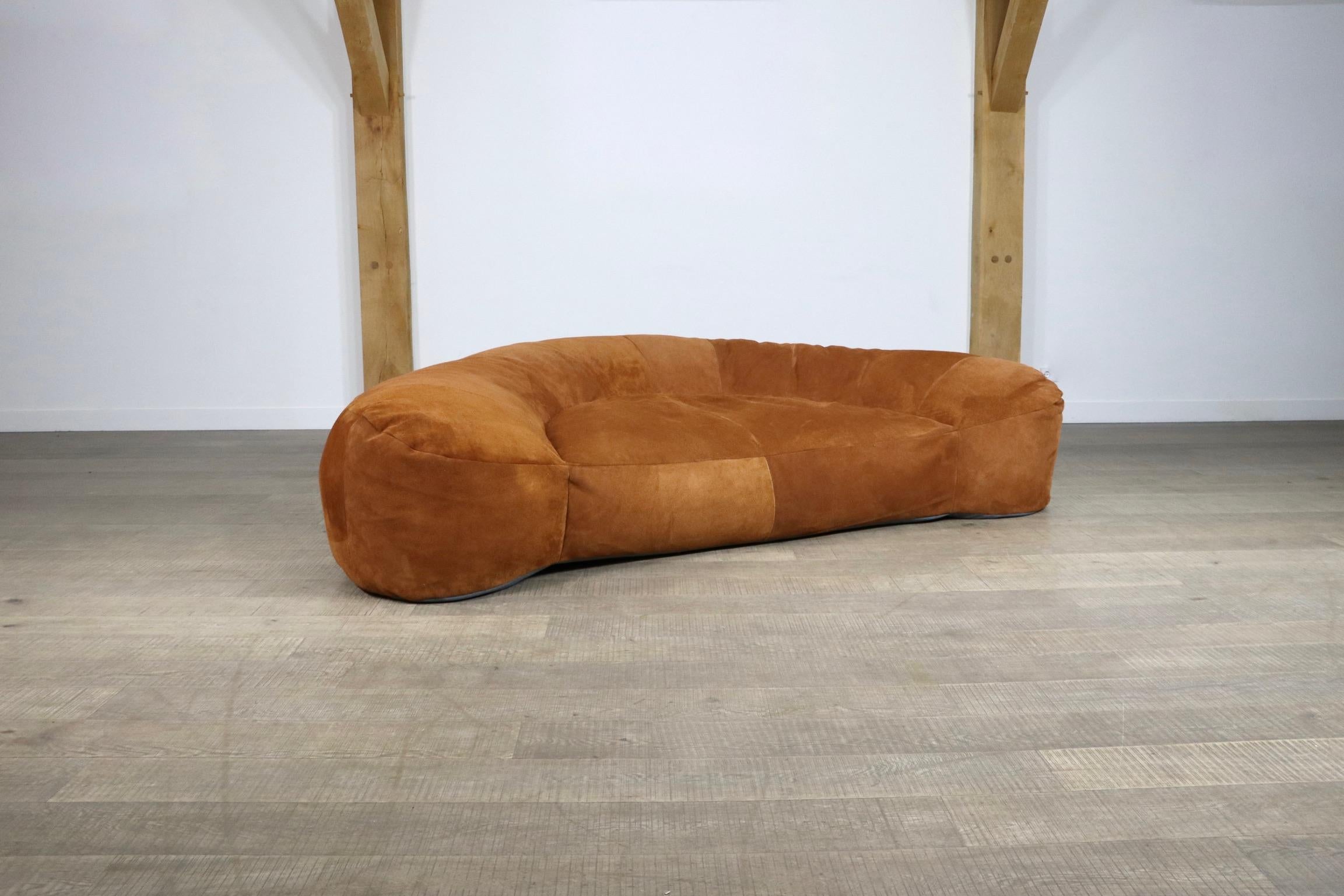 Croissant Sofa in Suede by Raphael Raffel for Honore Paris, 1970s 5