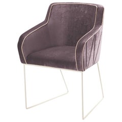 Croix Chair in Bouclê latte and Ivory Lacquered Metal Feet