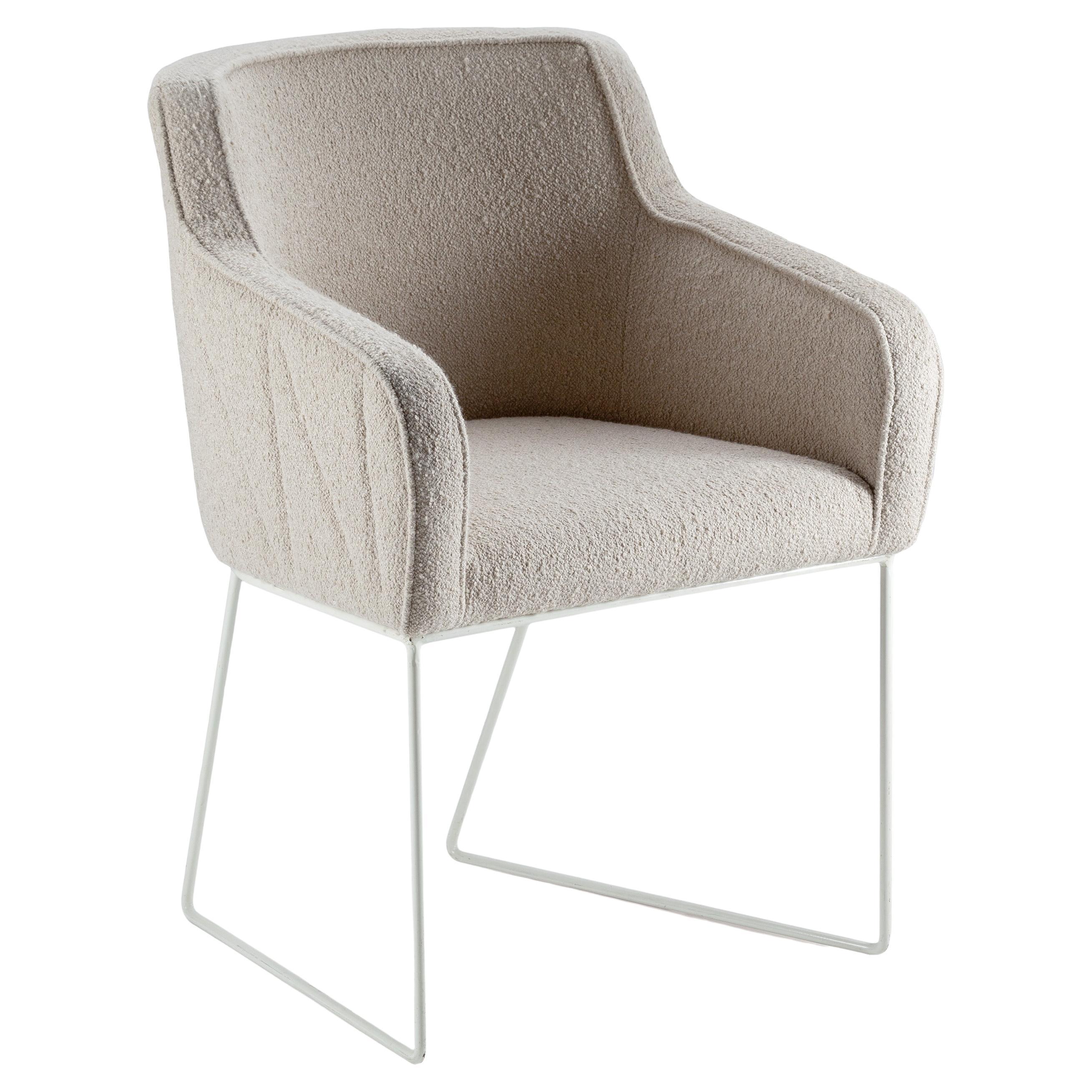 Croix Chair in Bouclê latte and Ivory Lacquered Metal Feet