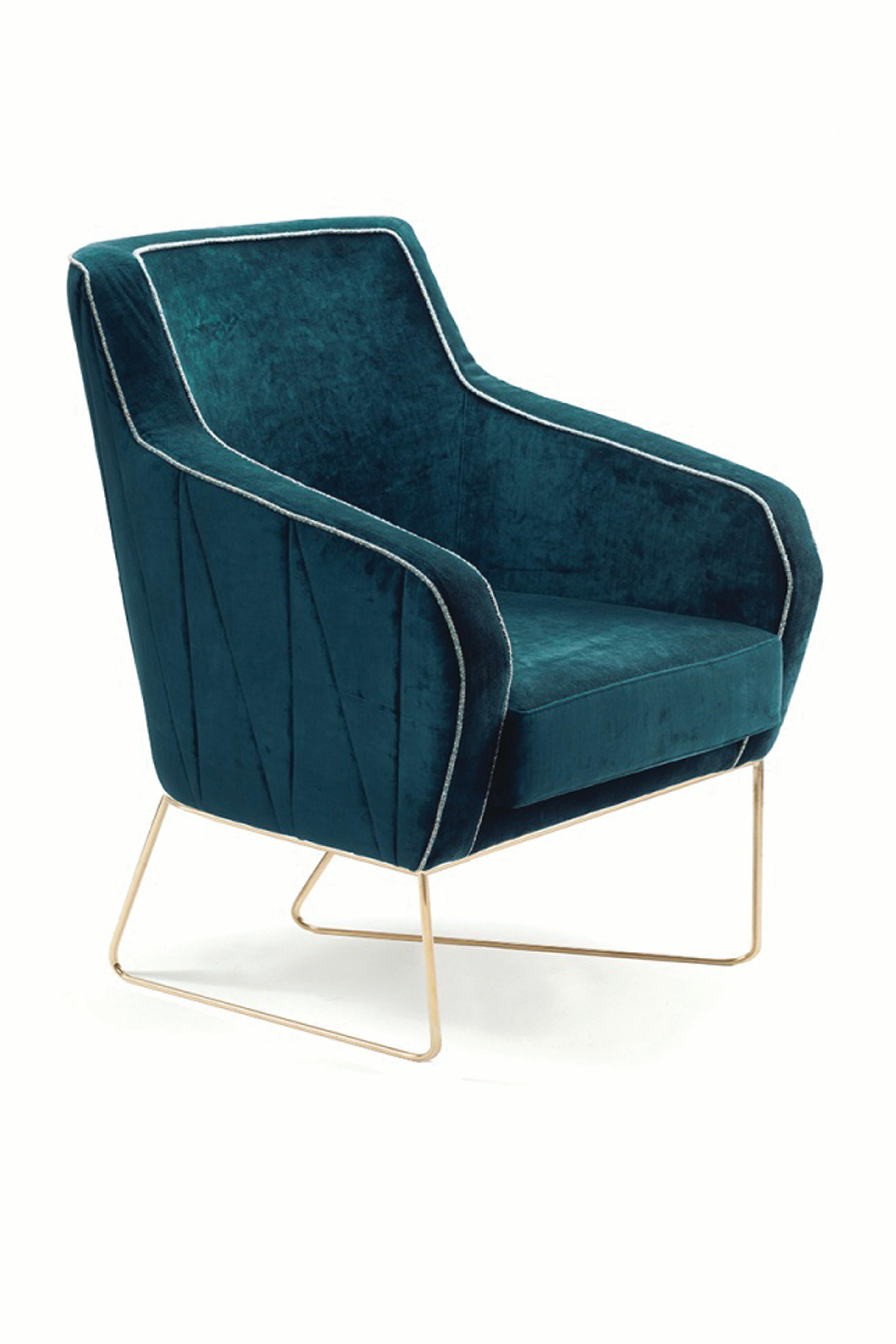 Mid-Century Modern Croix I Armchair with Brass Feet For Sale