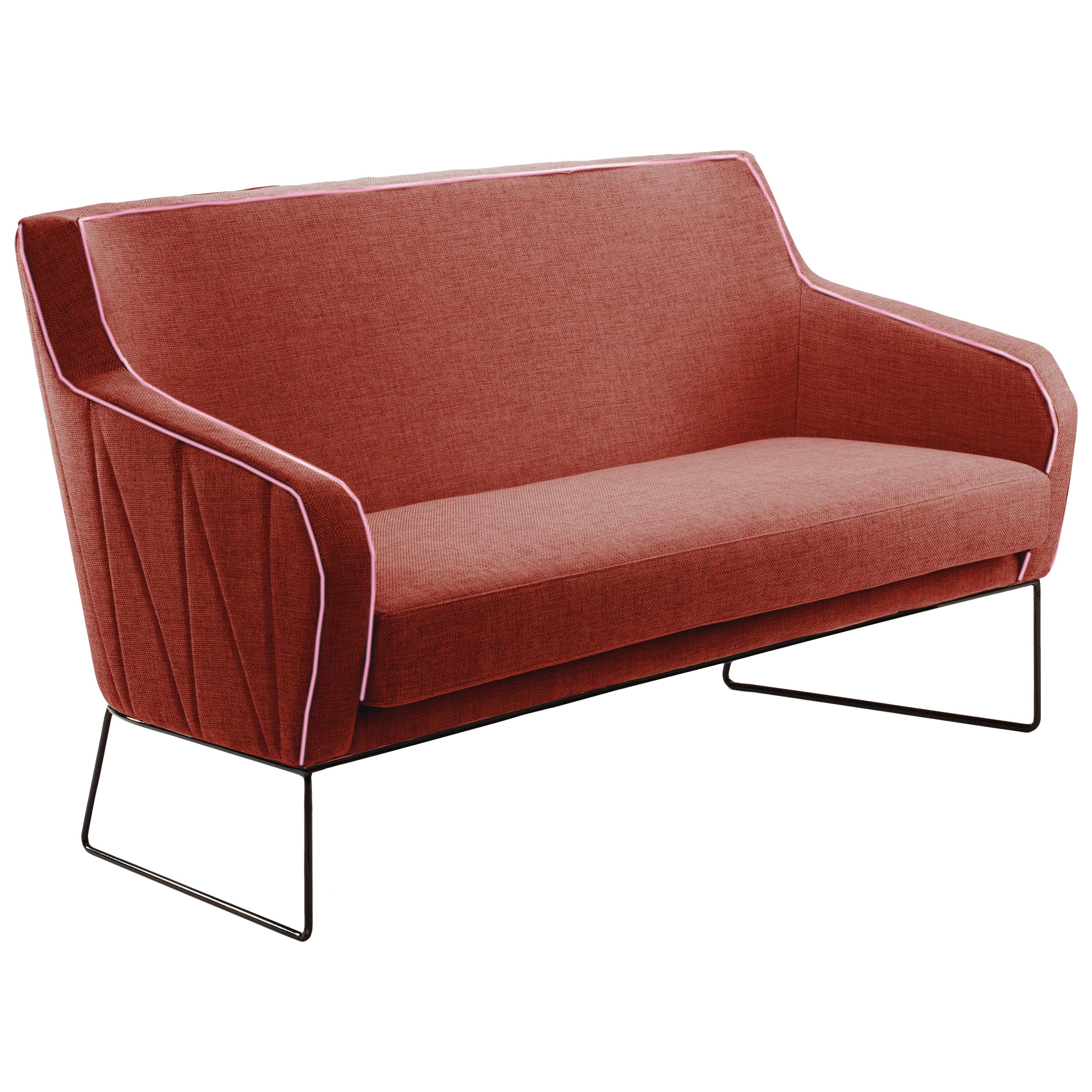 Croix Settee 2-Seat in Smooth Tobacco and Smooth Shell piping
