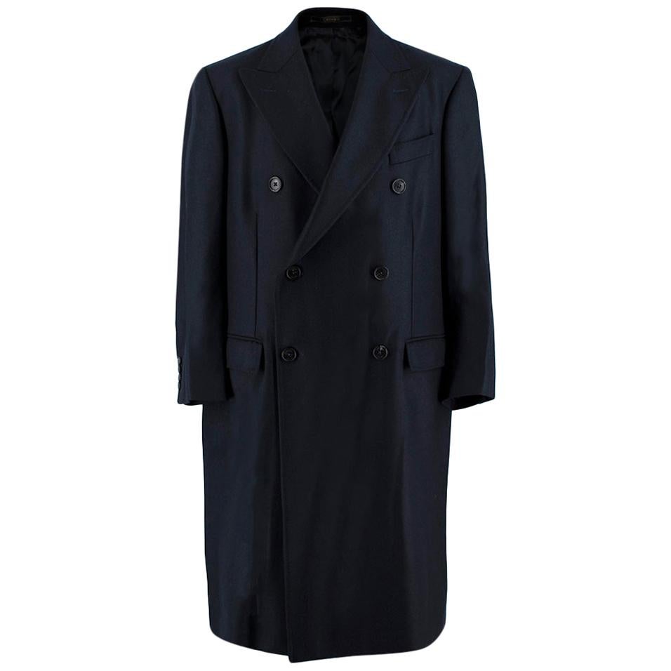 Crombie Navy Wool King Coat  - Size US 12 For Sale