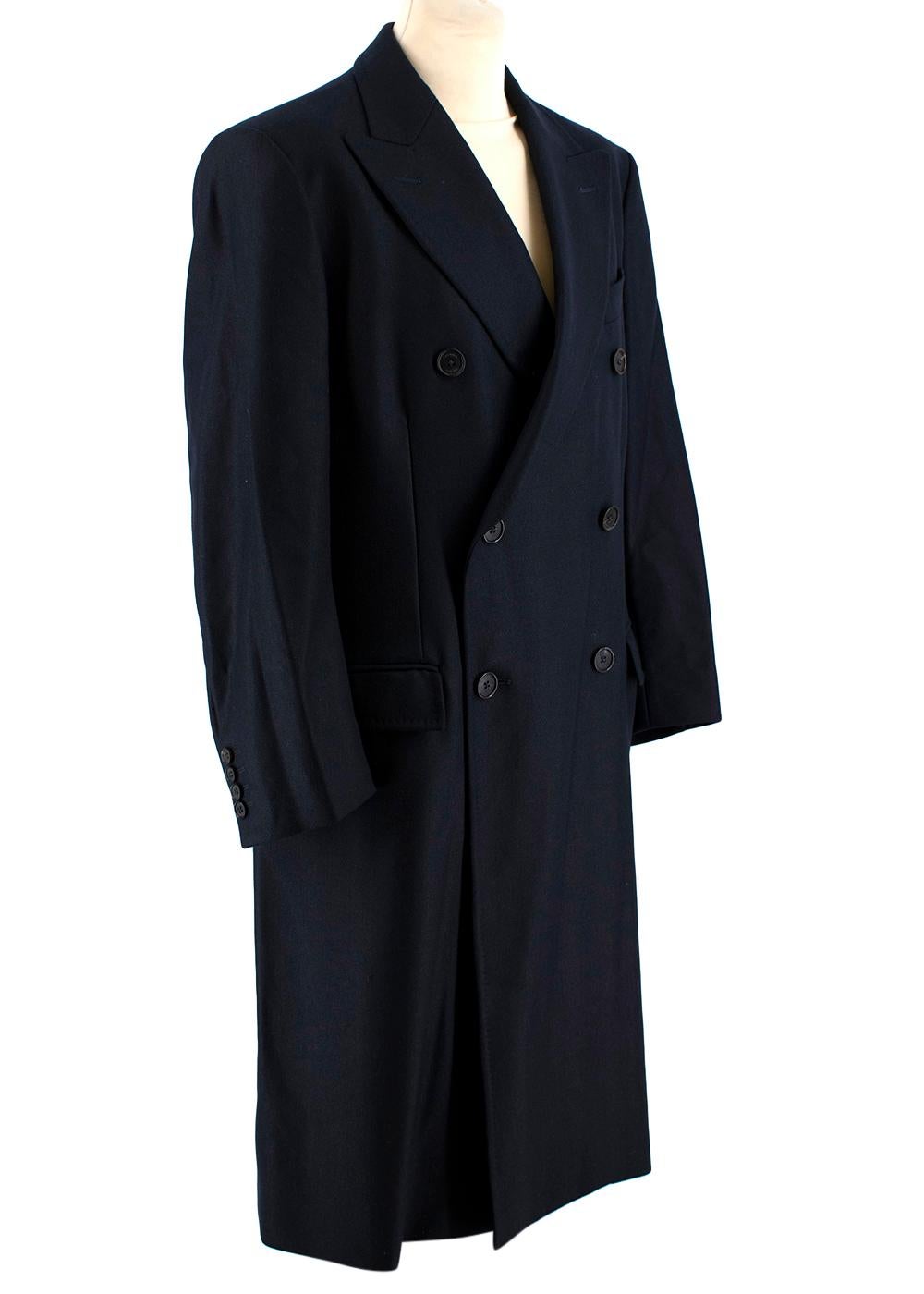 Black Crombie Navy Wool King Coat  - Size US 12