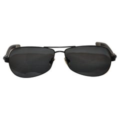 Lunettes noires "édition limitée" de Crome Hearts avec cuir noir et logos en métal