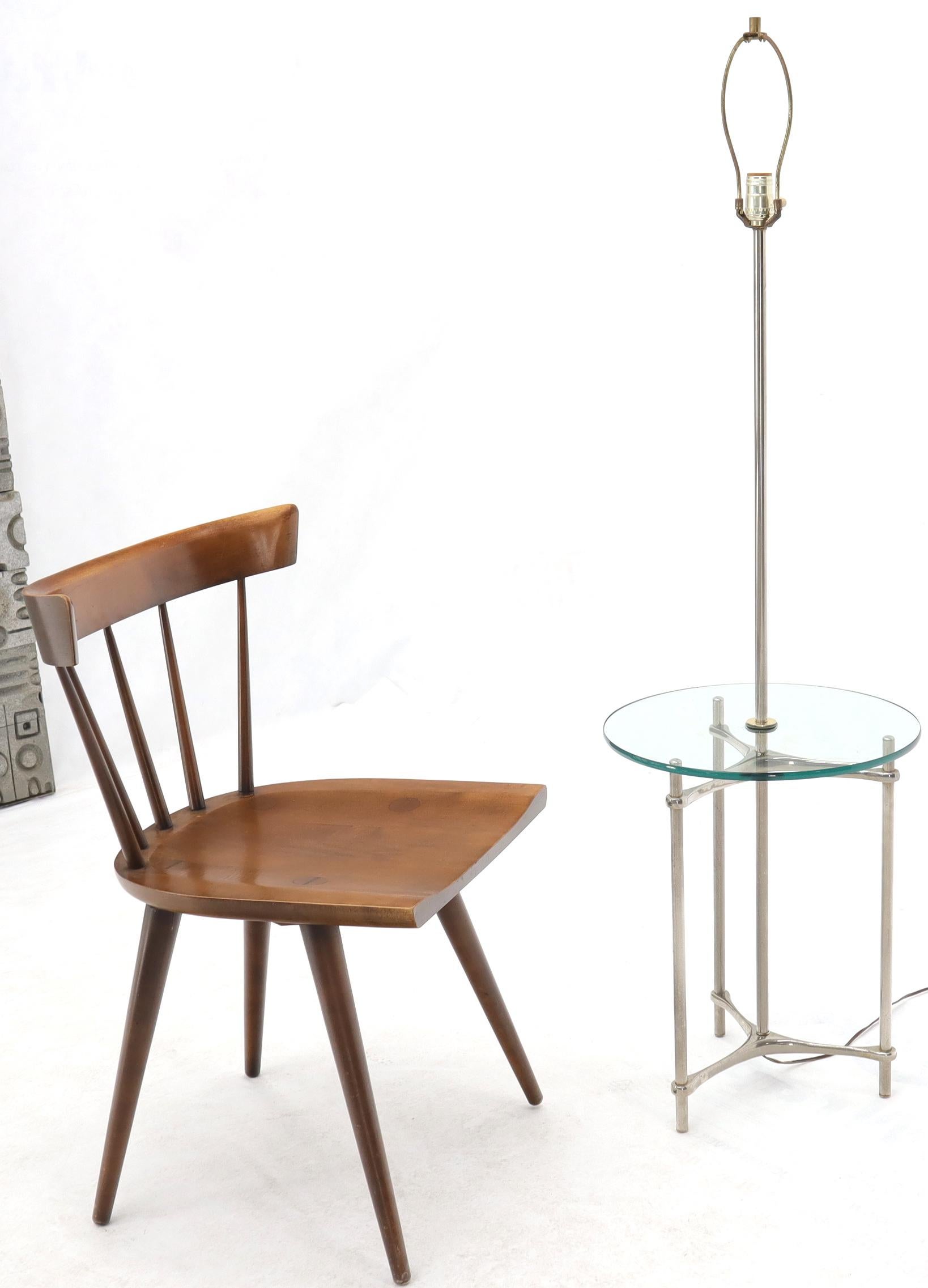 Mid-Century Modern round glass end table floor lamp.