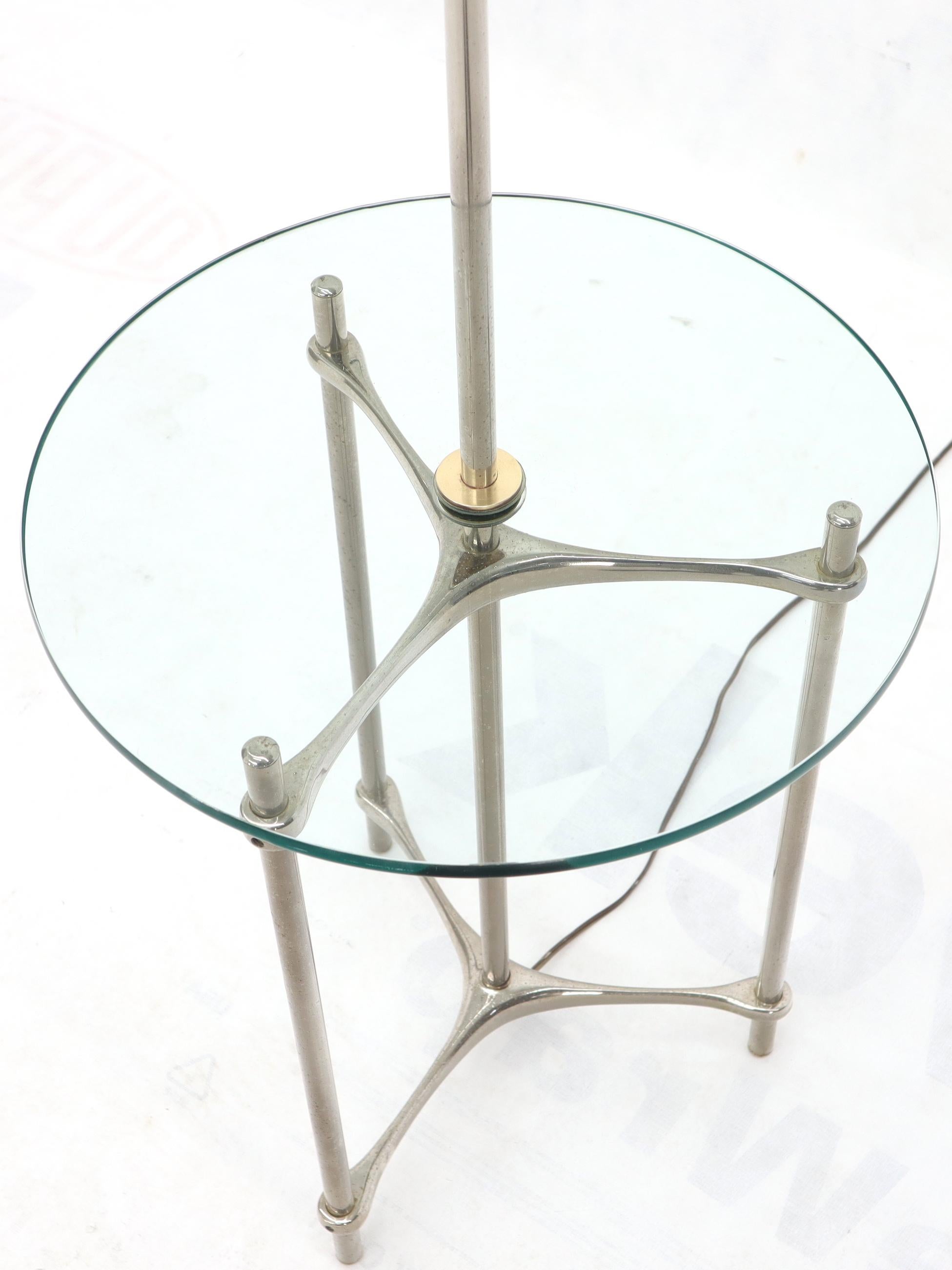 American Chrome Tripod Base Glass Side Table Floor Lamp For Sale