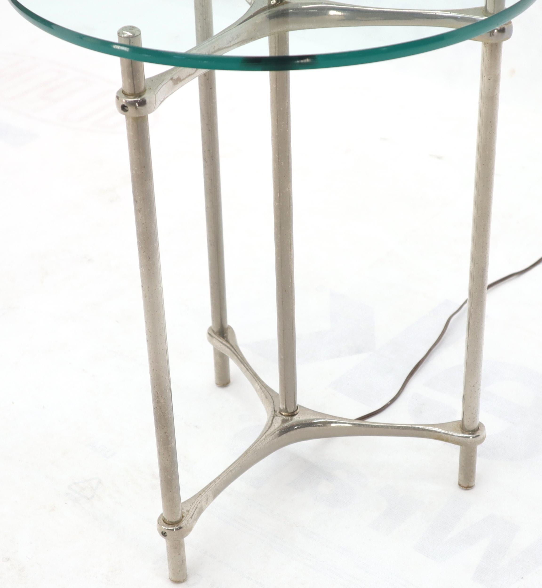Chrome Tripod Base Glass Side Table Floor Lamp In Excellent Condition For Sale In Rockaway, NJ