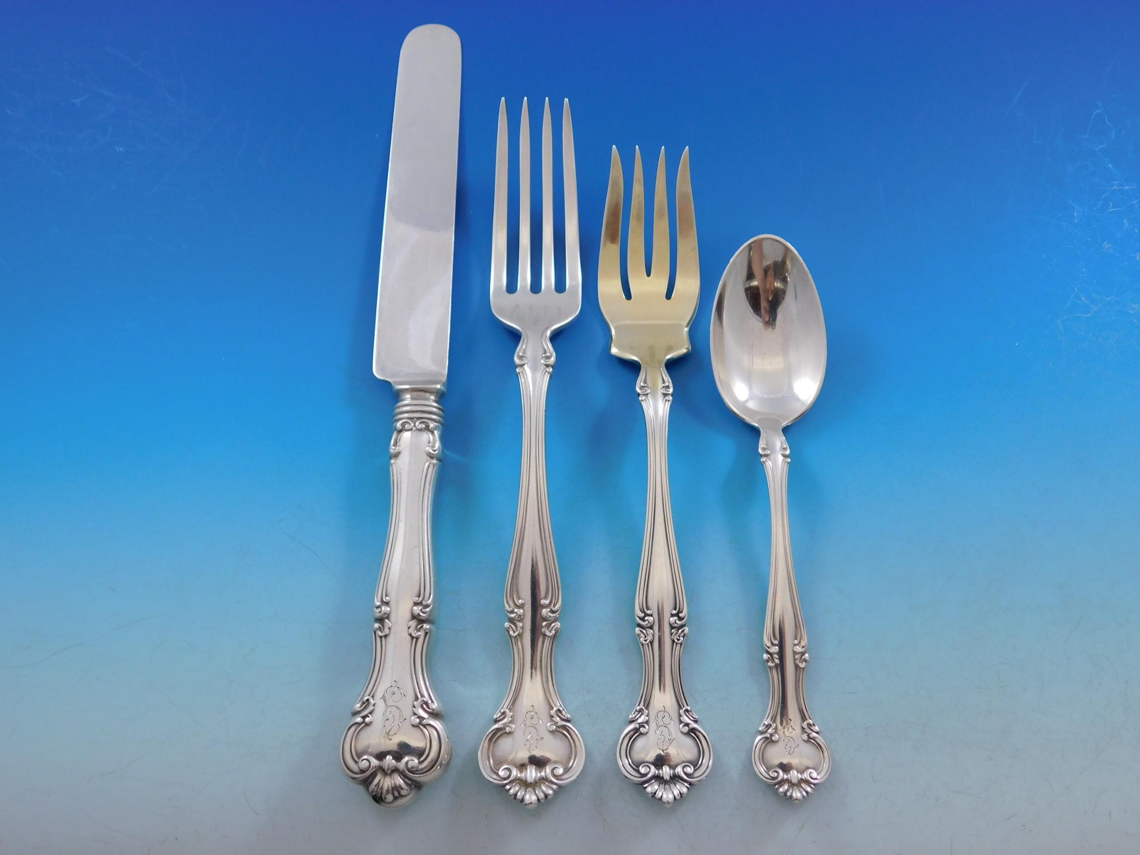 Cromwell by Gorham Sterling Silver Flatware Set for 12 Service 141 Pcs G Mono In Excellent Condition For Sale In Big Bend, WI