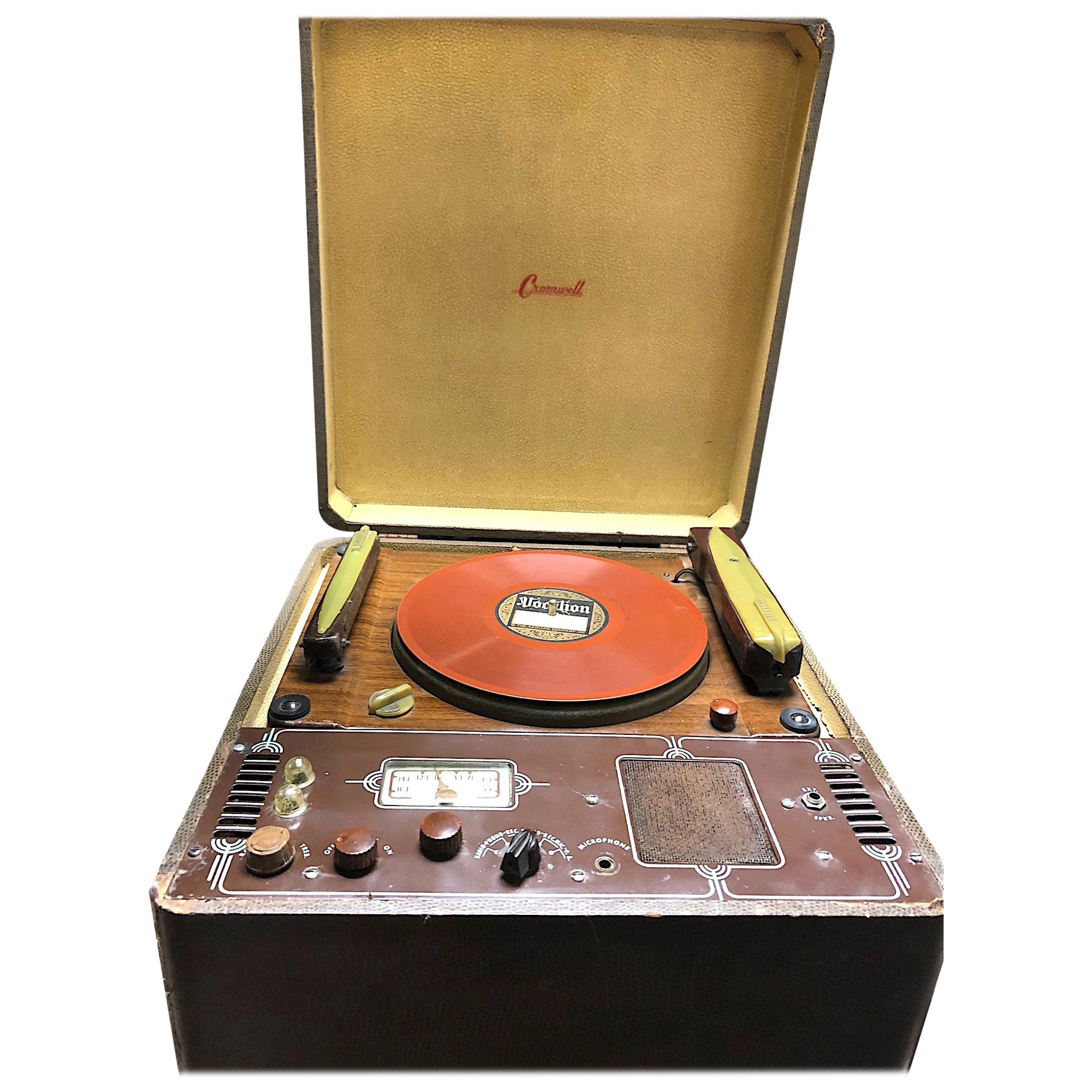 Cromwell Phonograph and Record Cutting Lathe circa 1938, Cosmetics Restored For Sale