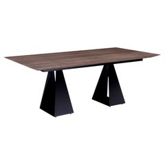 Table de salle à manger extensible Cronos avec plateau en wood wood noyer et pieds en métal 79''.
