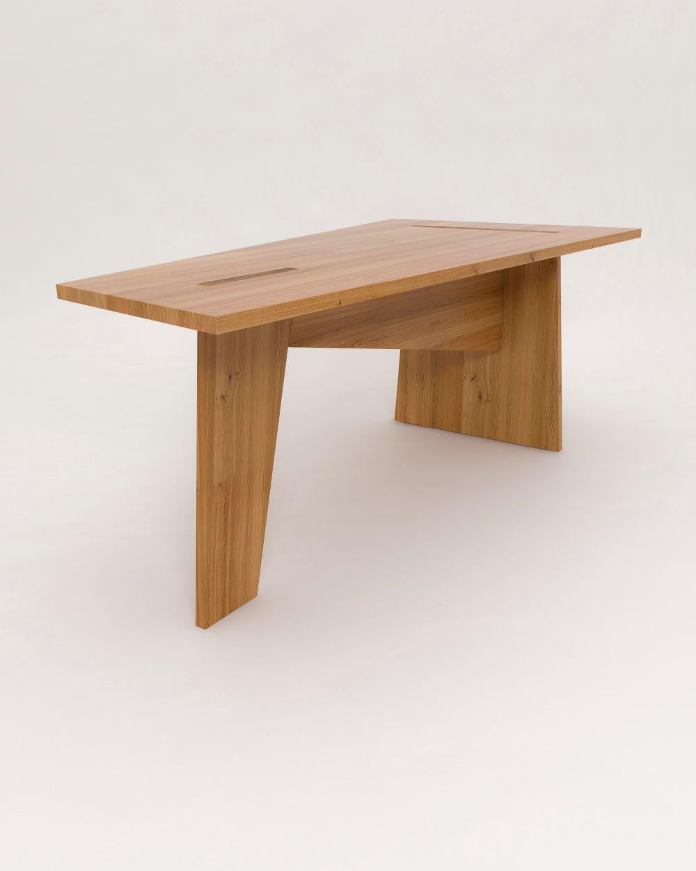 Crooked dining table by Nazara Lazaro
Dimensions: H 75 cm x W 200 cm x D 100 cm
Materials: Massive oak with oil wax surface

Also available in natural massive oak, walnut, and white lacquered wood.

The Crooked collection is an ongoing series