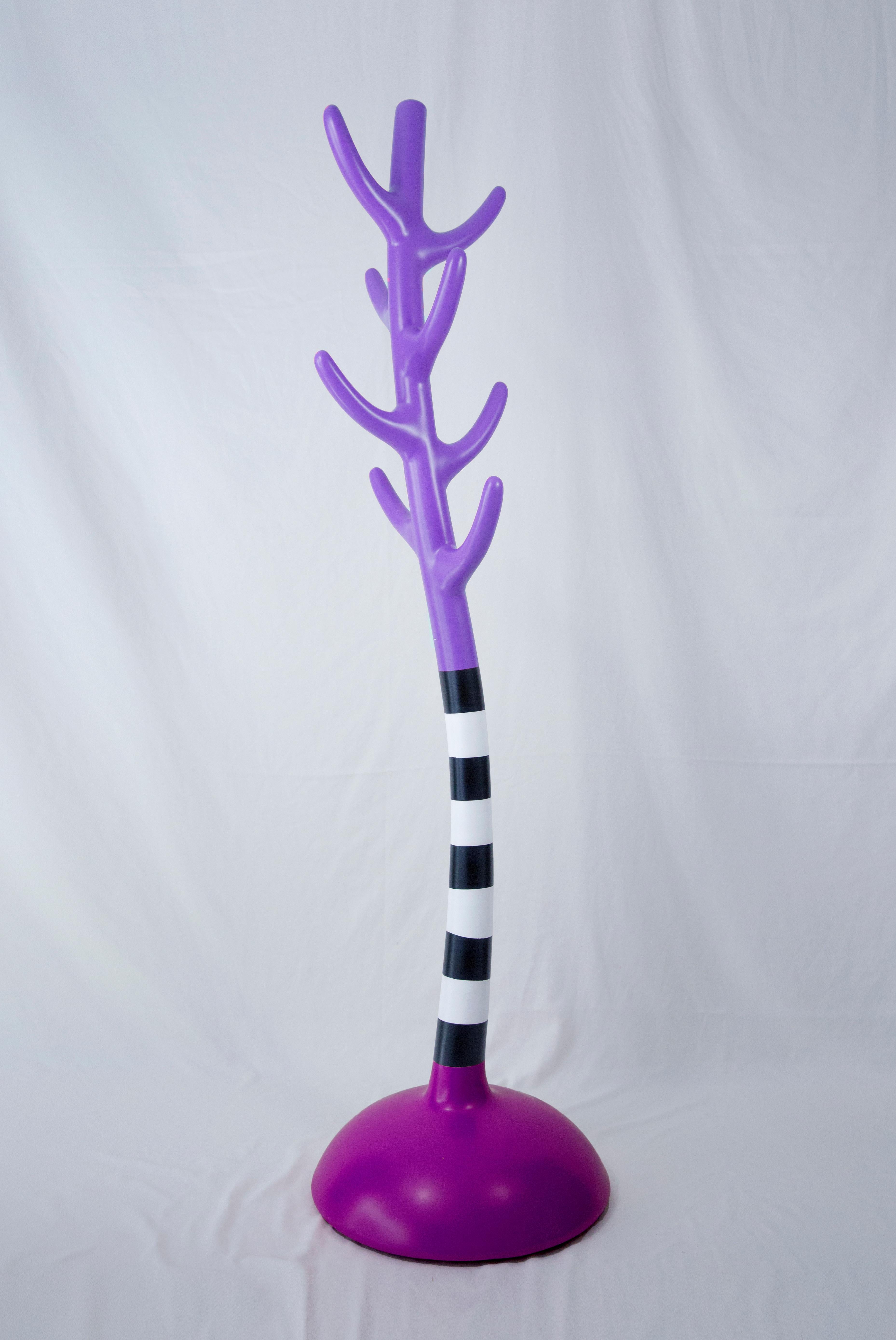 Cast Crooked Coat Rack: Artistic Lilac Sculptural Hanger For Sale