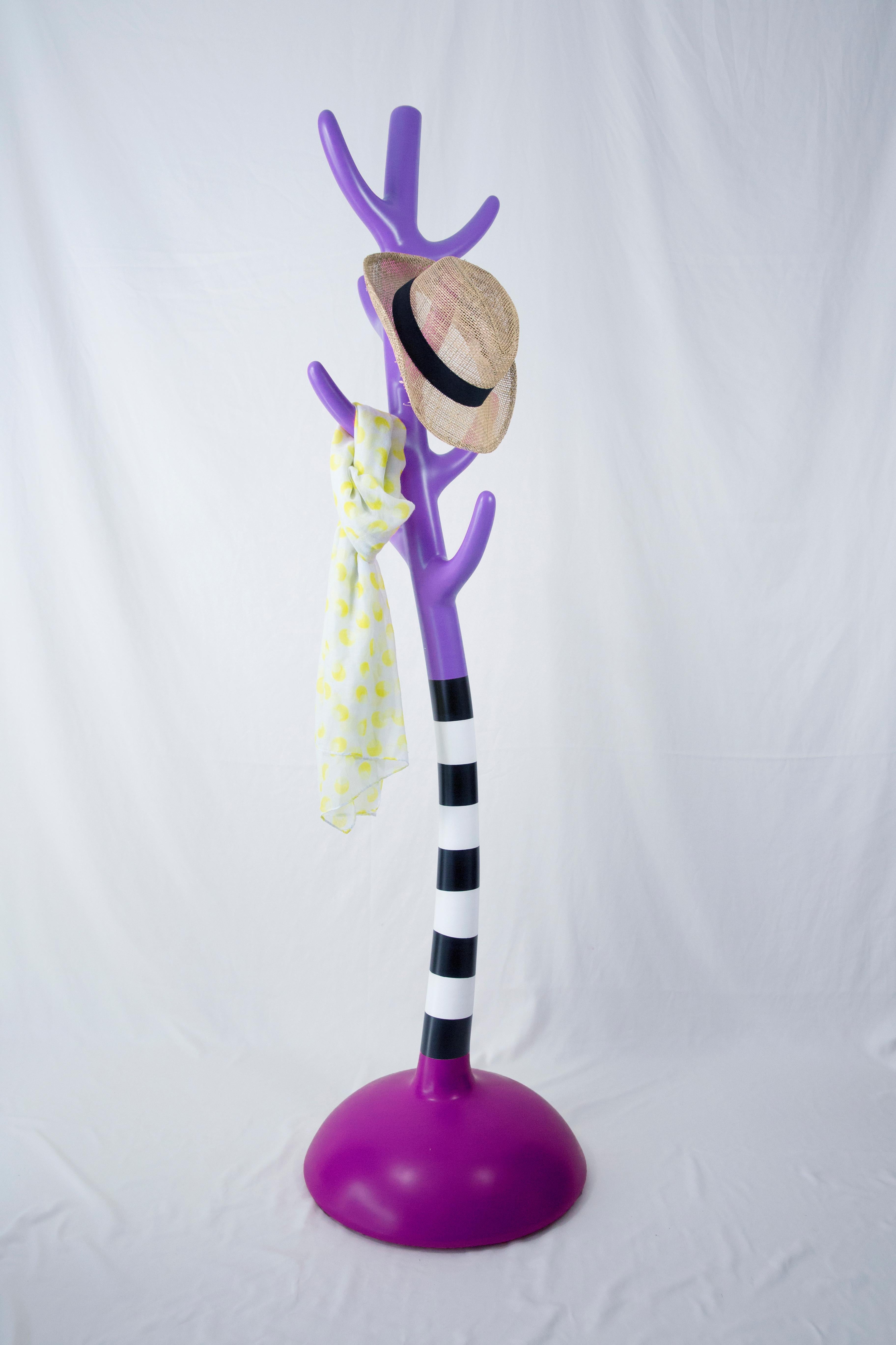 Crooked Lilac Colourful Coat Rack, Amorphous Sculpture, Artistic In New Condition For Sale In Istanbul, Maltepe
