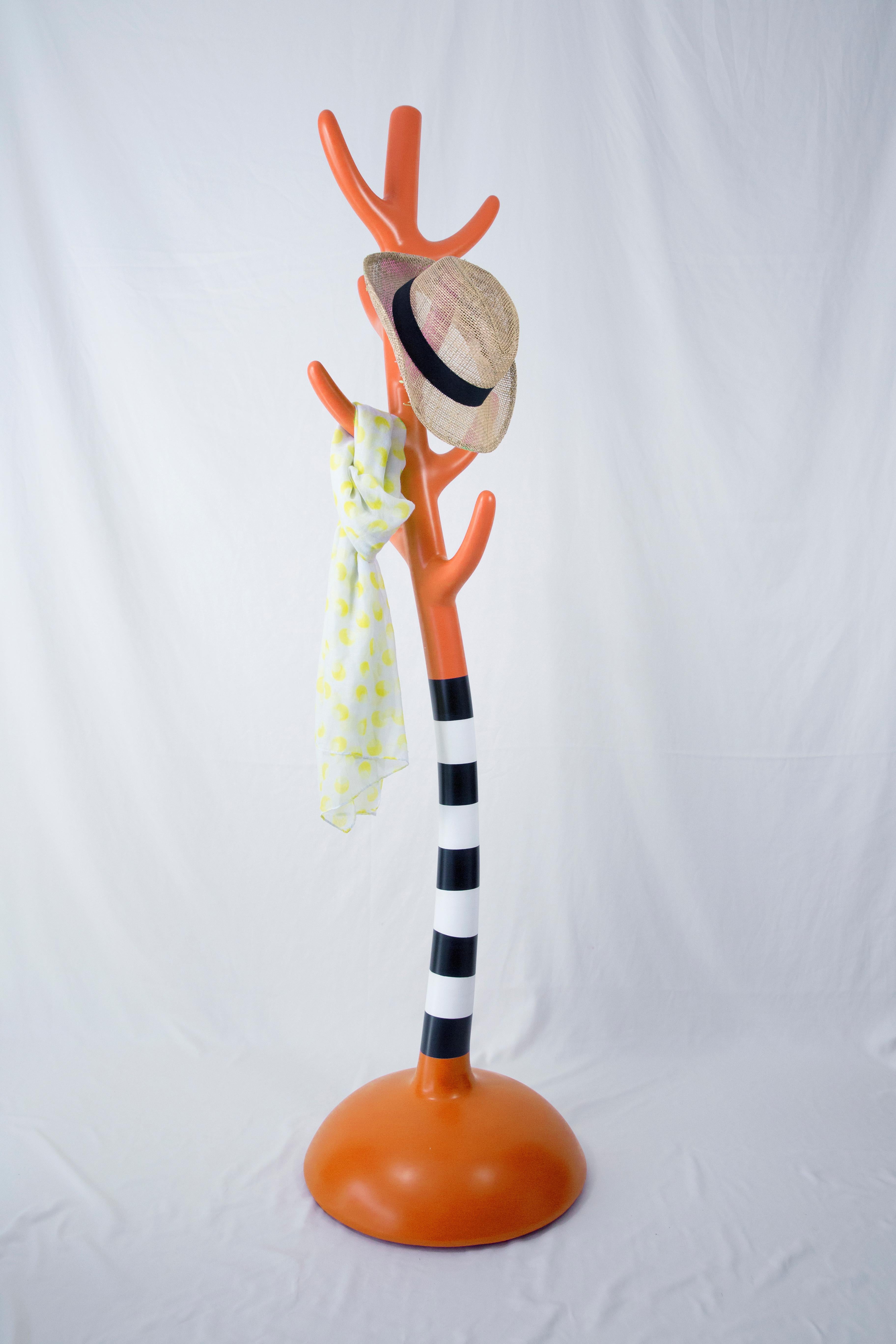 Crooked Coat Rack: Artistic Orange Sculptural Hanger In New Condition For Sale In Istanbul, Maltepe