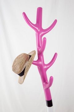 Crooked Coat Rack: Vibrant Pink Sculptural Artistic Hanger