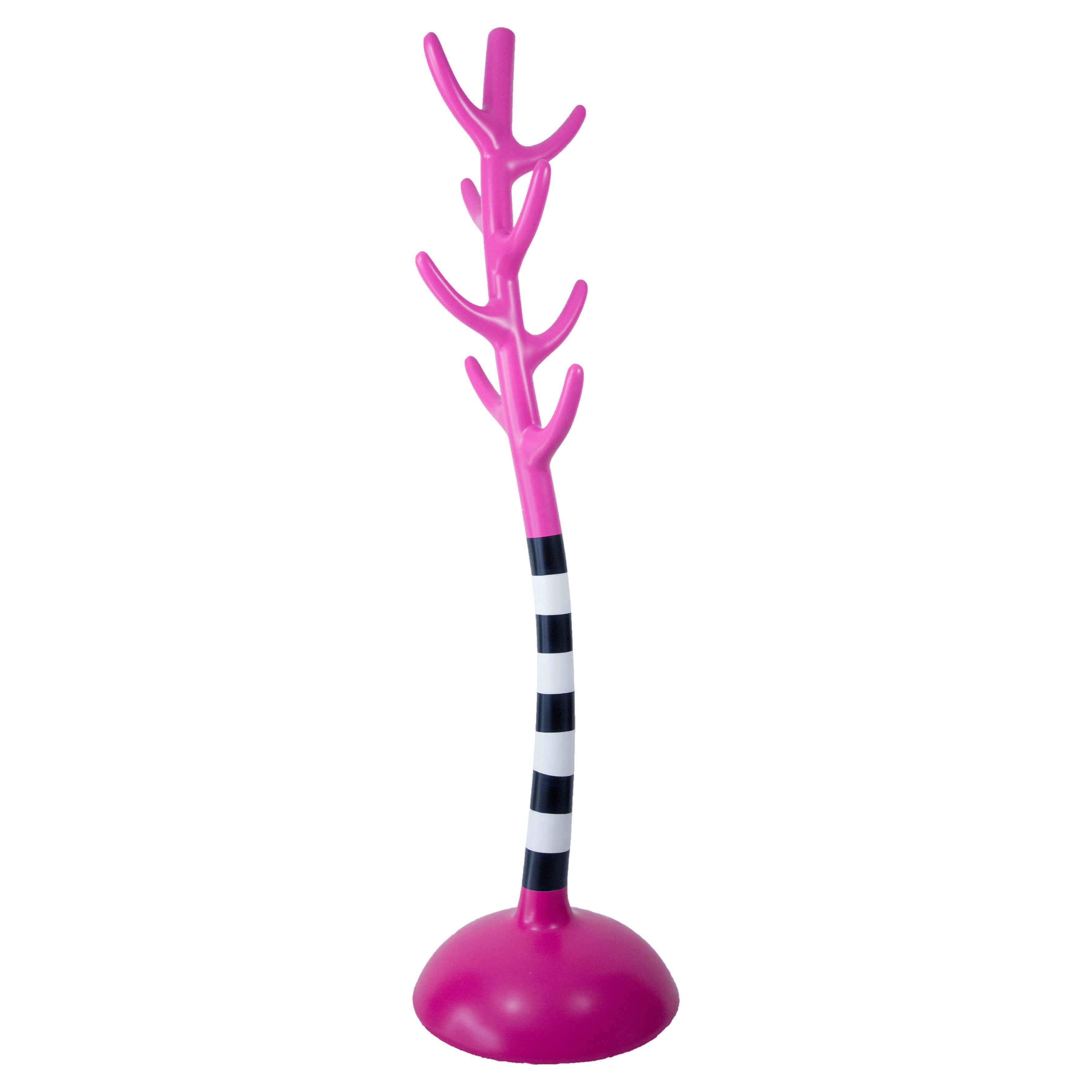 Crooked Pink Colourful Coat Rack, Amorphous Sculpture, Artistic For Sale