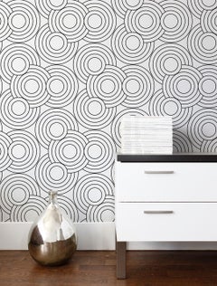 Crop Circles Designer Wallpaper in Chalk 'Black and White'