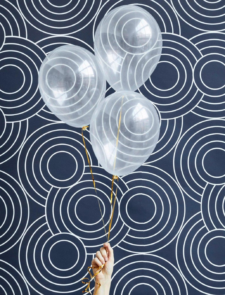 Crop Circles Designer Wallpaper in Midnight 'White and Deep Navy' In New Condition For Sale In Brooklyn, NY