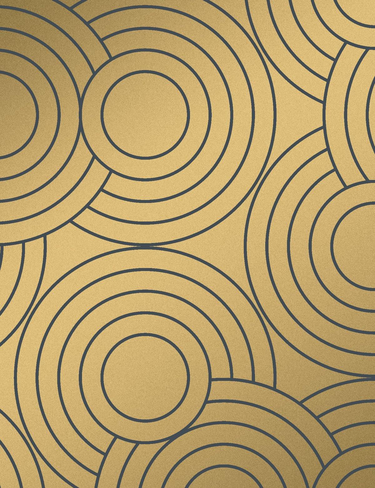 Crop Circles Designer-Tapete in Eclipse „Metallic Gold on Charcoal“ im Zustand „Neu“ im Angebot in Brooklyn, NY