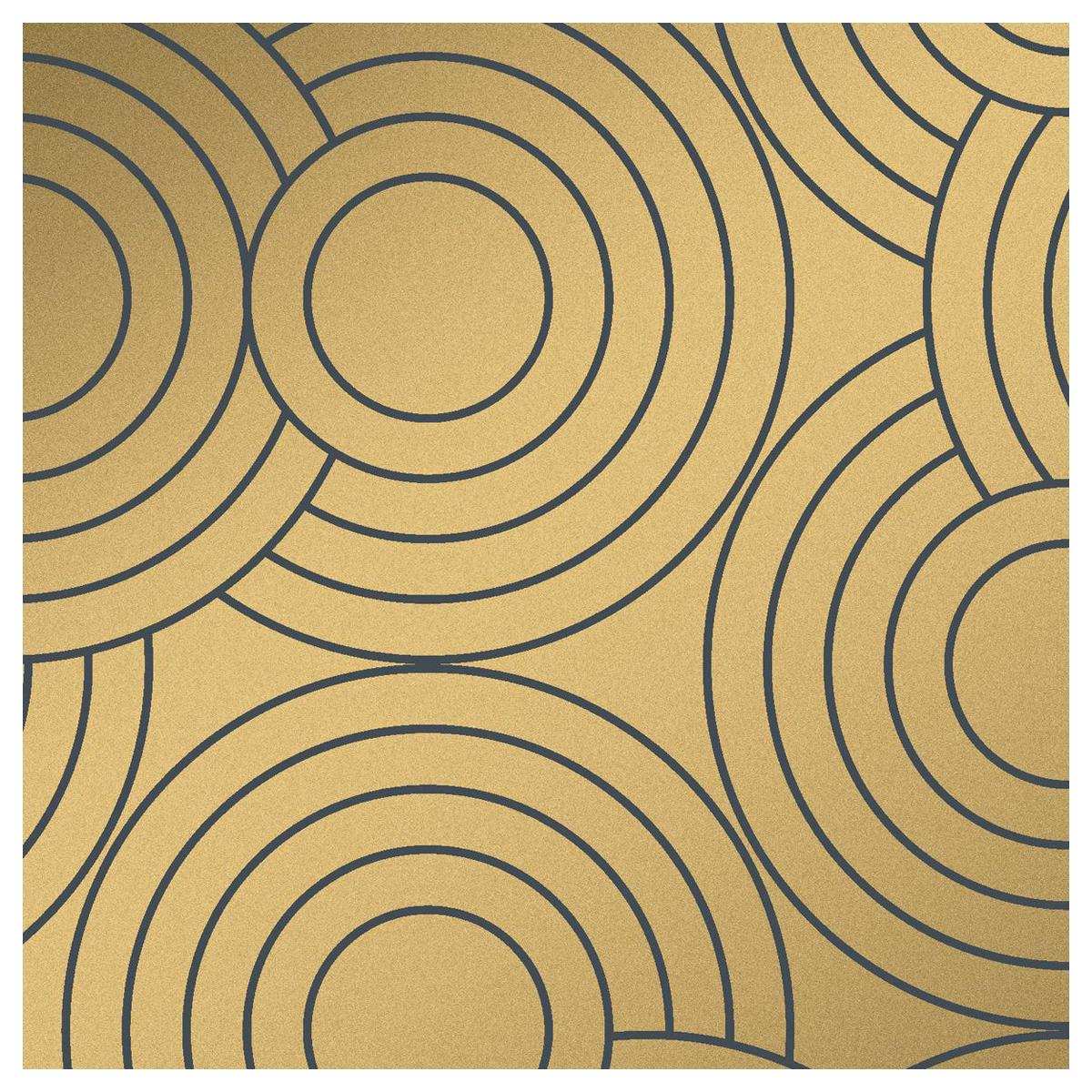 Crop Circles Designer Wallpaper in Eclipse 'Metallic Gold on Charcoal'