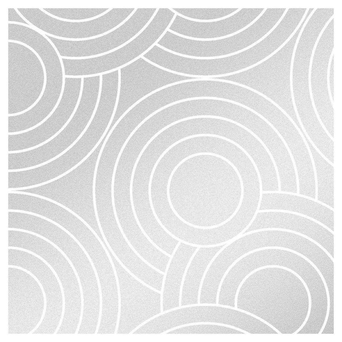 Crop Circles Designer Wallpaper in Glimmer 'Metallic Silver on White'