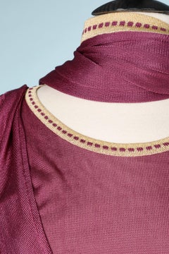 Crop-top, sarouel and scarf in purple rayon knit Chantal Thomass