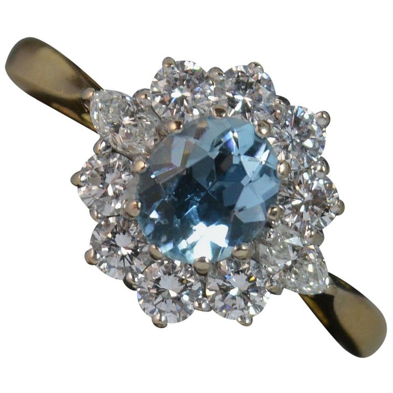 Cropp And Farr 18 Carat Gold Aquamarine 0 85 Carat Diamond Cluster Ring For Sale At 1stdibs Cropp And Farr 18 Carat Gold Aquamarine 0 85 Carat Diamond Cluster Ring For Sale At 1stdibs
