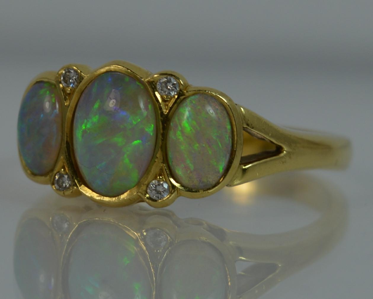 Cropp and Farr 18 Carat Gold Opal and Diamond Trilogy Ring 3