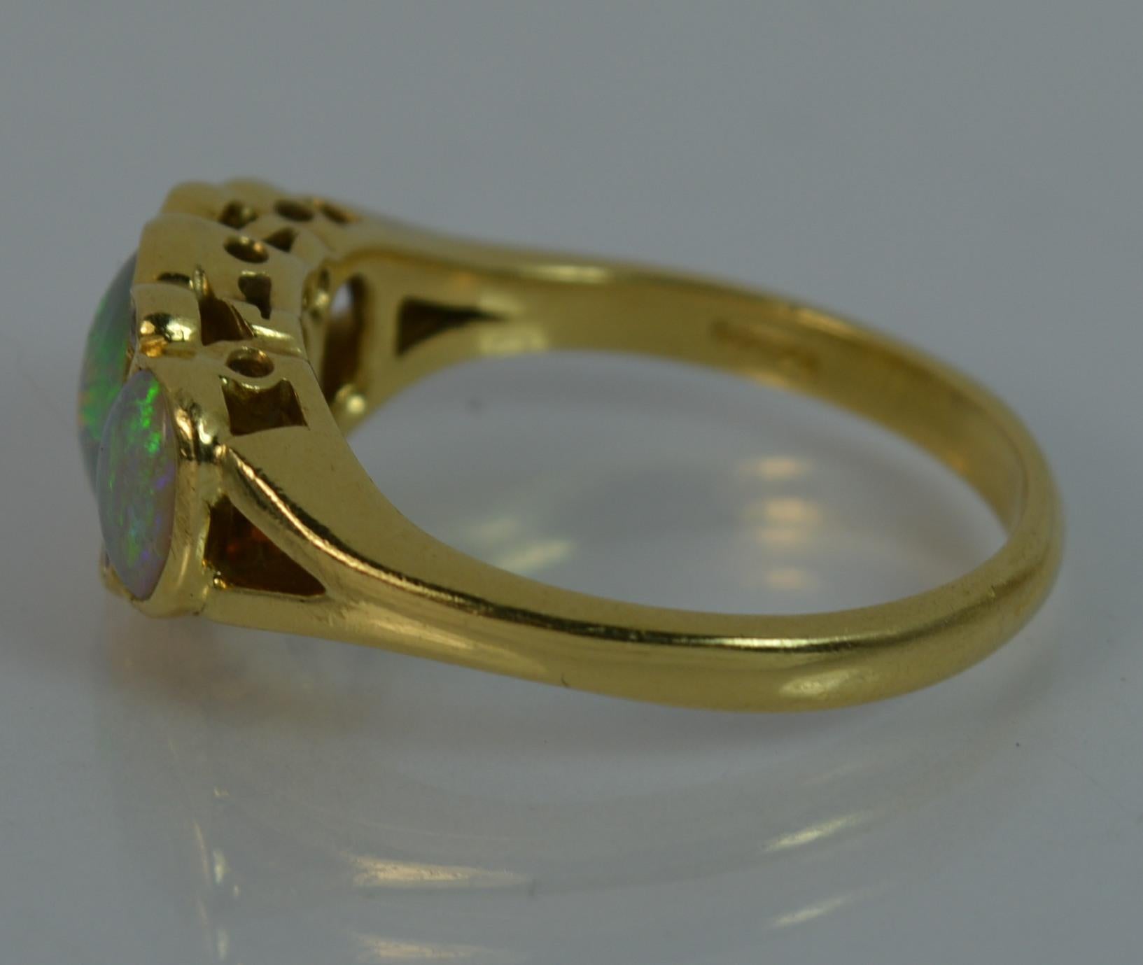 Cropp and Farr 18 Carat Gold Opal and Diamond Trilogy Ring In Excellent Condition In St Helens, GB