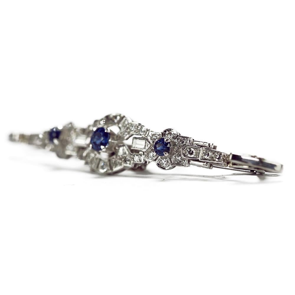 Cropp and Farr 18 Karat White Gold Sapphire and Diamond Bracelet 1960s In Good Condition In Lancashire, Oldham