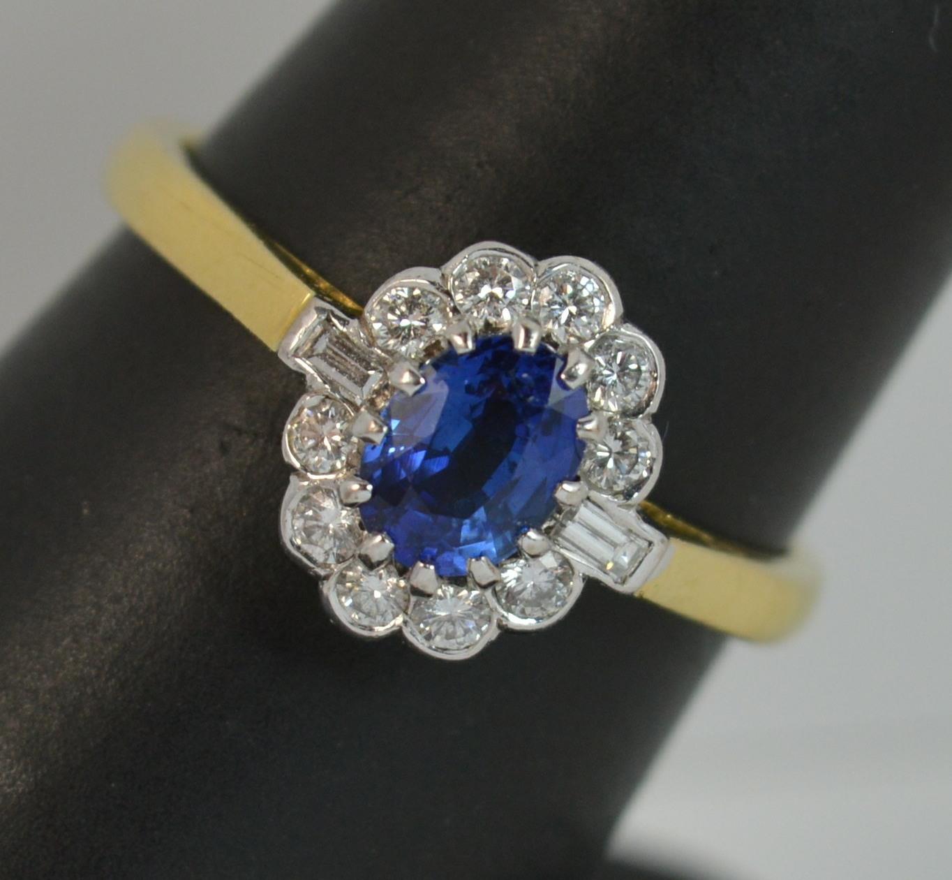 Cropp and Farr 18 Carat Gold Sapphire and Diamond Cluster Ring 6