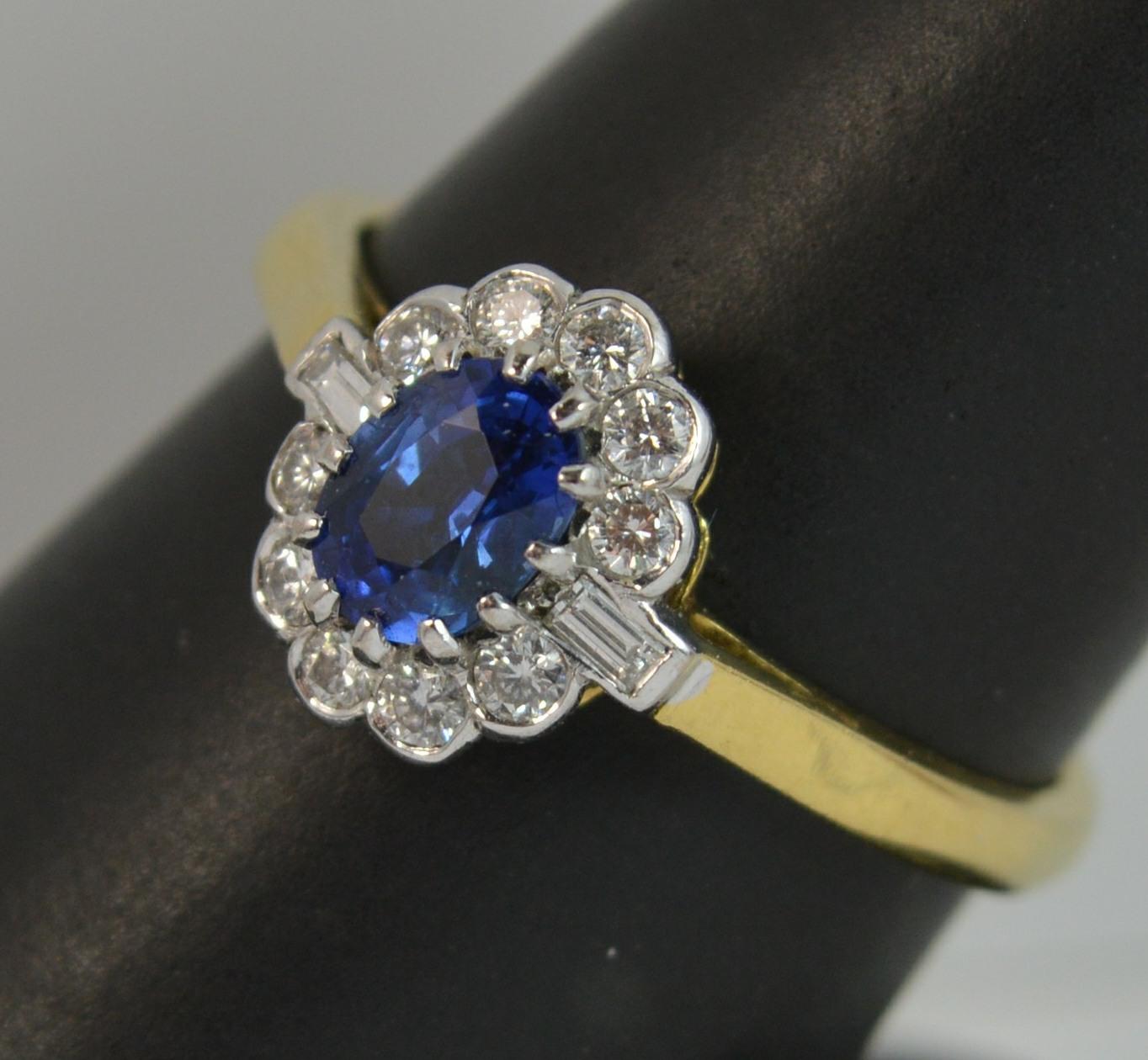 Cropp and Farr 18 Carat Gold Sapphire and Diamond Cluster Ring 7