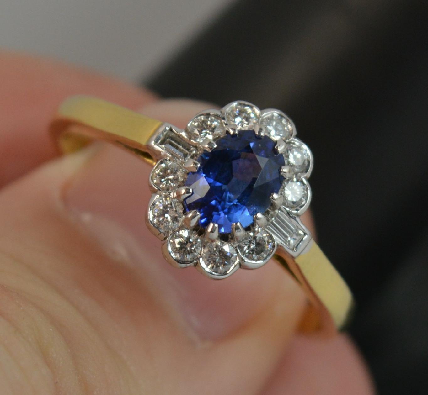 Cropp and Farr 18 Carat Gold Sapphire and Diamond Cluster Ring 8