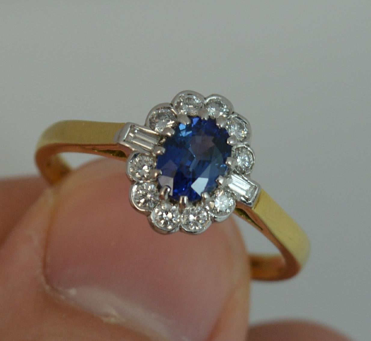 Cropp and Farr 18 Carat Gold Sapphire and Diamond Cluster Ring In Excellent Condition In St Helens, GB