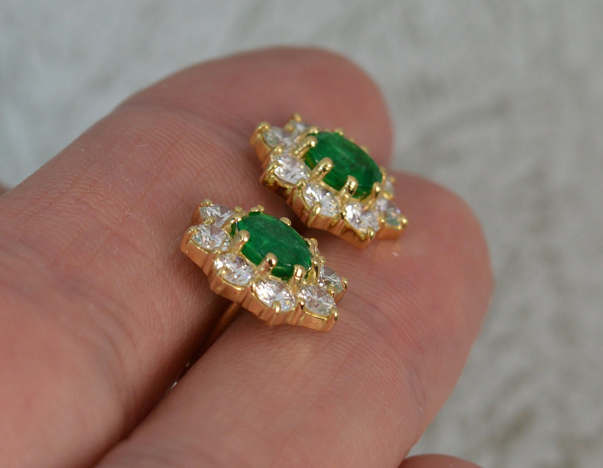 Cropp & Farr 18ct Gold Colombian Emerald 1.6ct Vs Diamond Stud Cluster Earrings 4