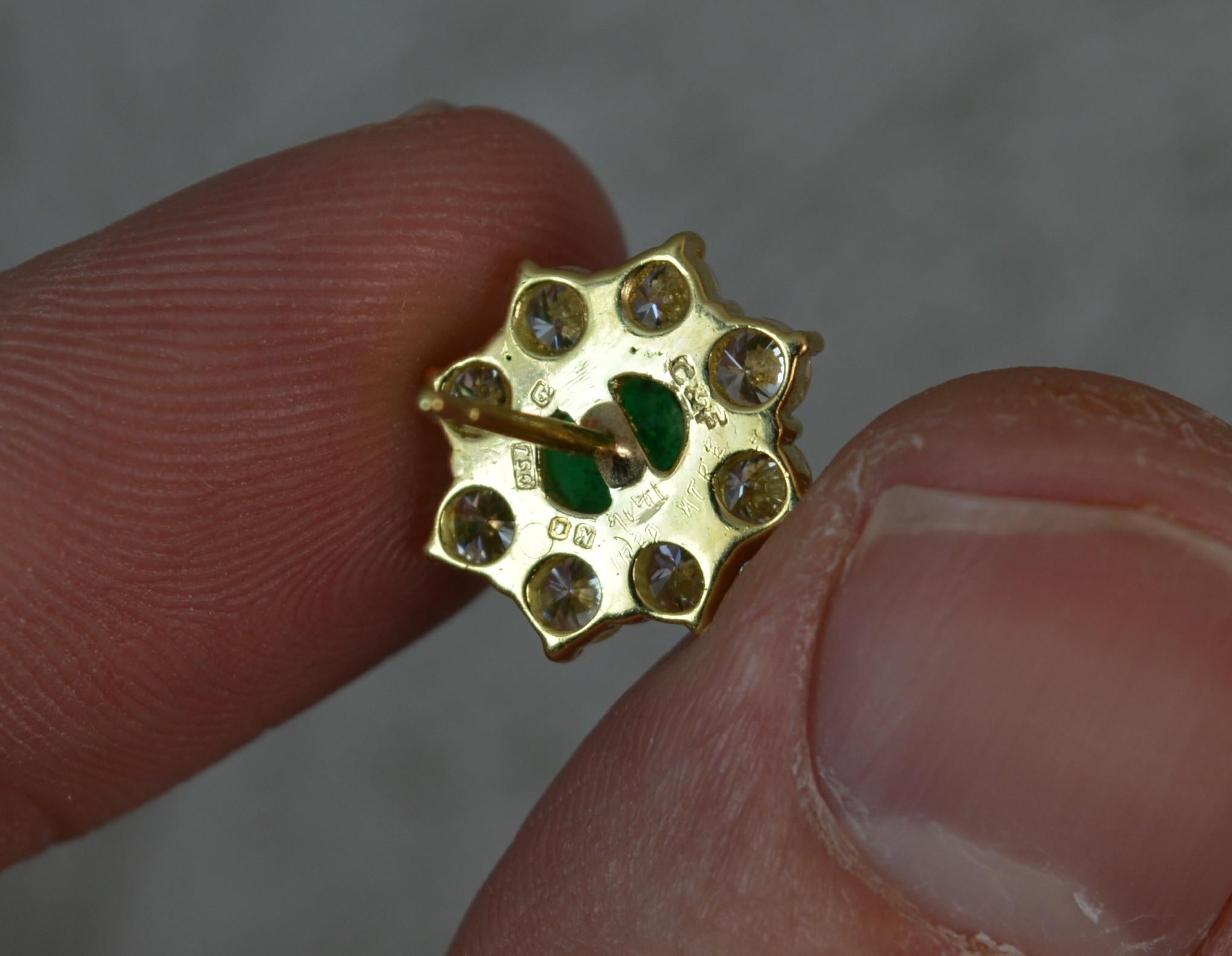 Cropp & Farr 18ct Gold Colombian Emerald 1.6ct Vs Diamond Stud Cluster Earrings 5