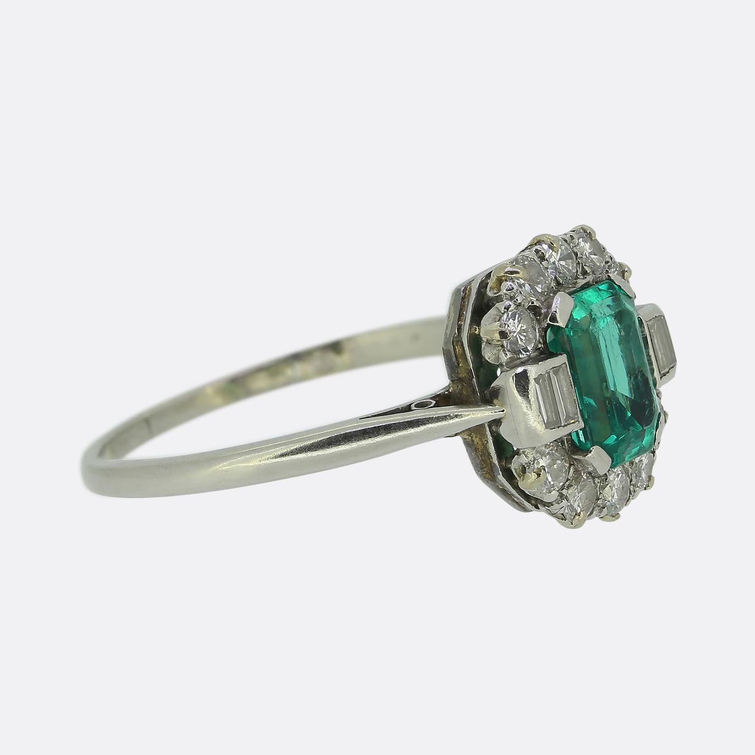 Taglio smeraldo Cropp & Farr Art Deco Emerald and Diamond Ring in vendita