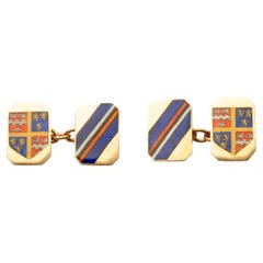 Gemelli Cropp & Farr in smalto policromo 1926 Londra Inghilterra Crest in oro lucido