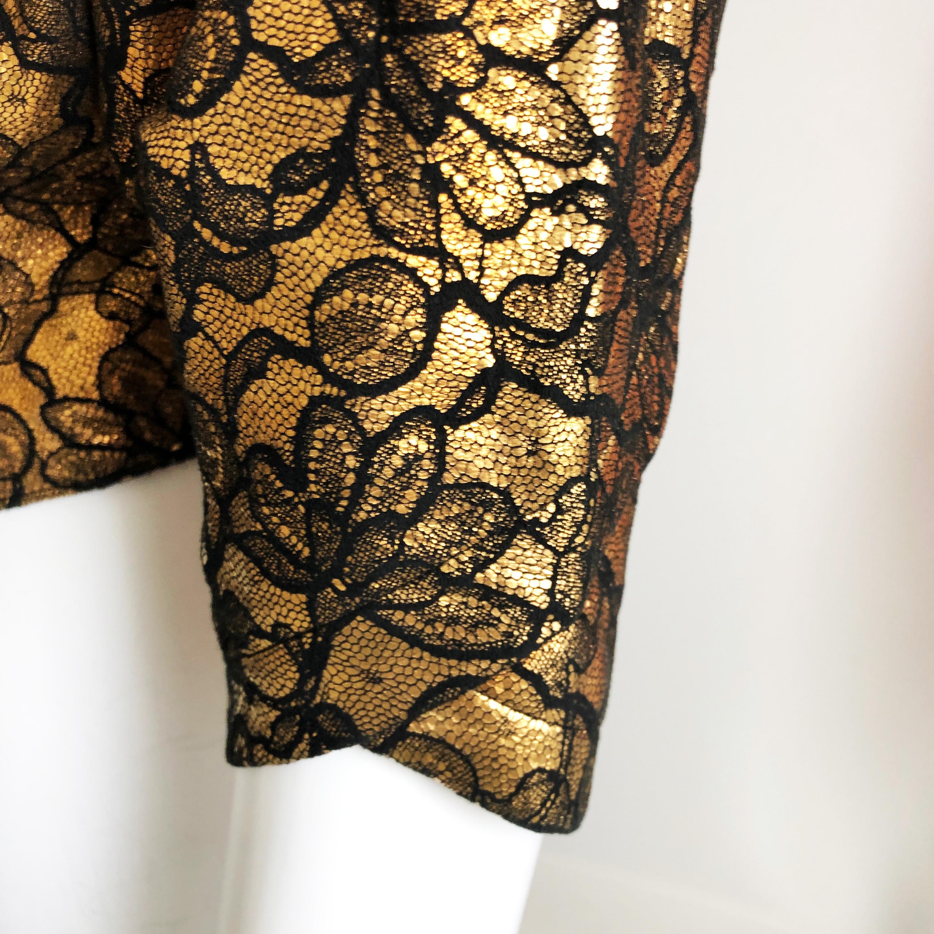 Cropped Dinner Jacket Mink Collar Gold & Black Neiman Marcus Trophy Room Vintage For Sale 7