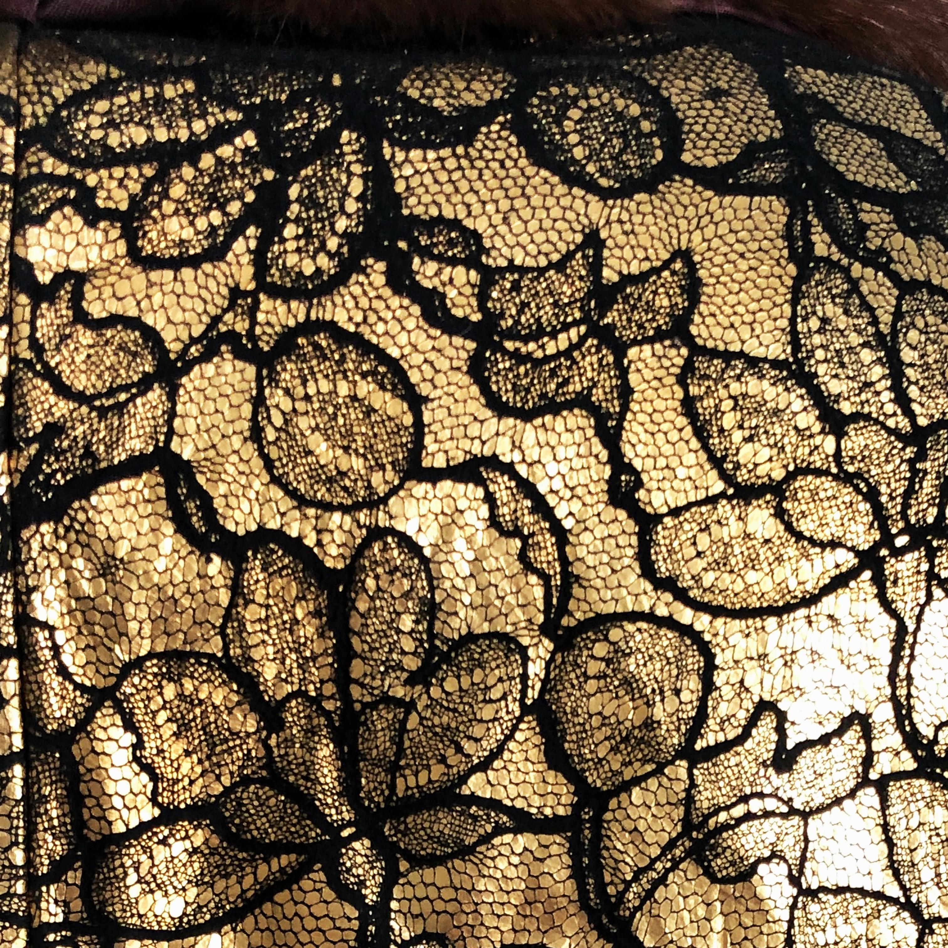 Cropped Dinner Jacket Mink Collar Gold & Black Neiman Marcus Trophy Room Vintage For Sale 2
