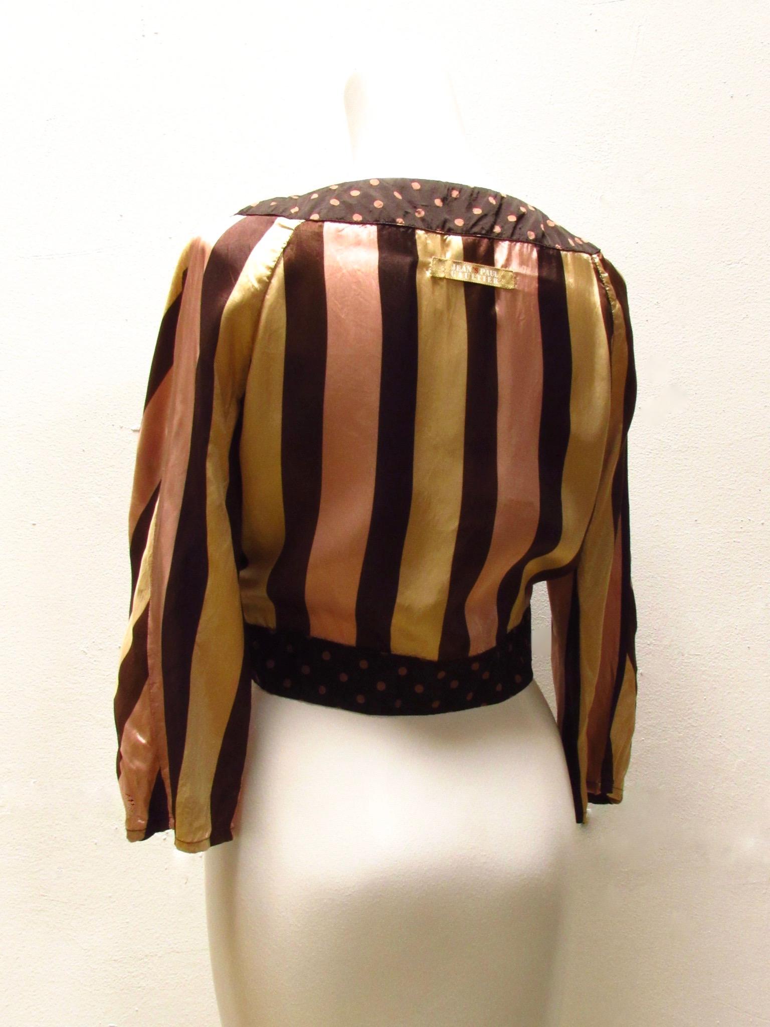 Black Cropped, Striped Jean Paul Gaultier Shrug Jacket
