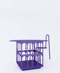 Table with Storage by Crosby Studios, Metal with Purple Powder Coating, 2018