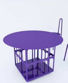 Table with Storage by Crosby Studios, Metal with Purple Powder Coating, 2018