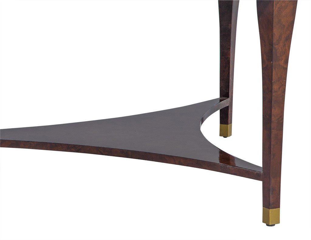 Brass Crosby Table by Aerin Round Burled Wood Cocktail Table