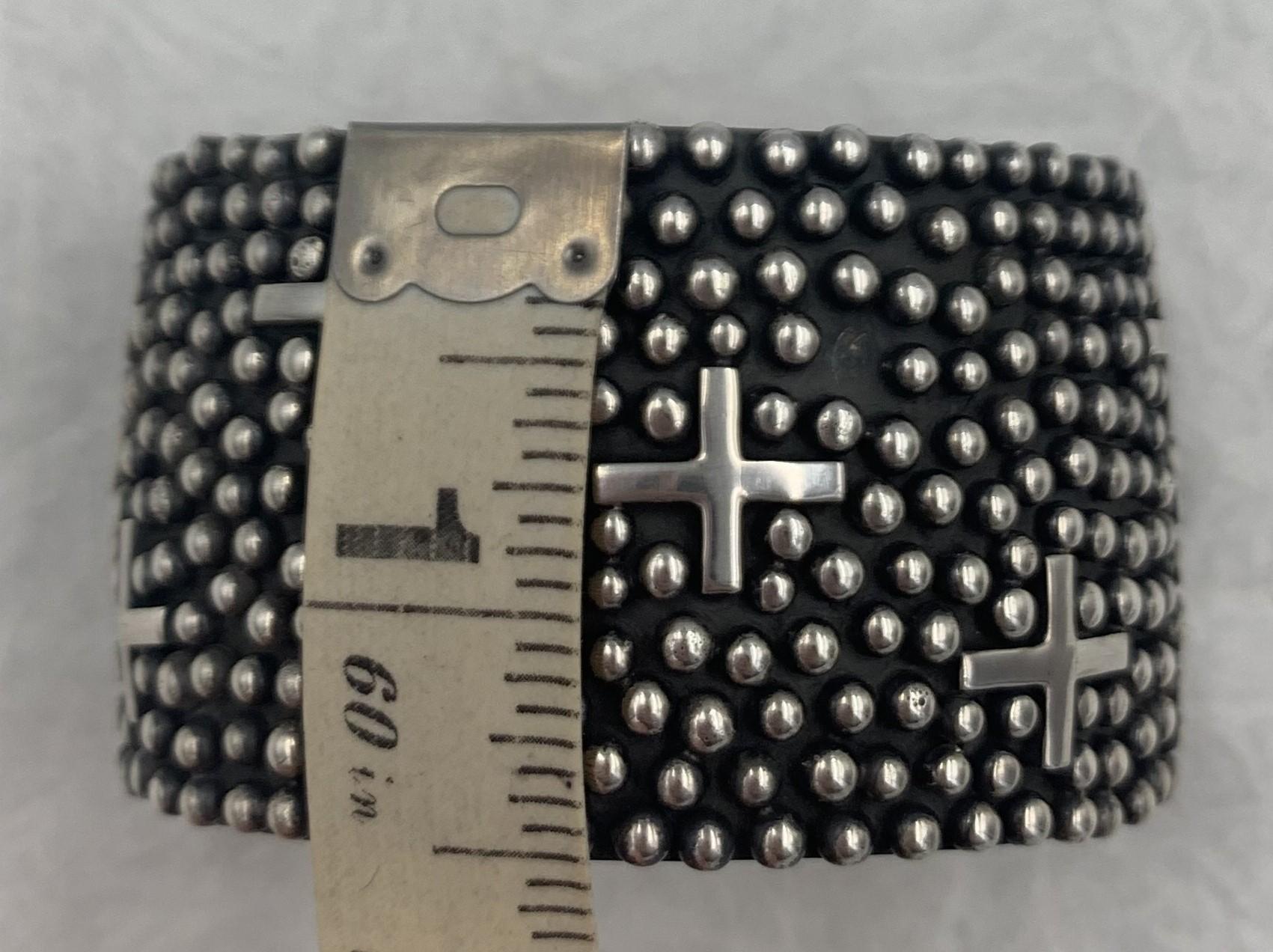 Crosses and Raindrops Sterling Silver Cuff by Ronnie Willie For Sale 8