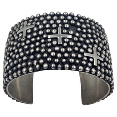 Crosses and Raindrops Sterling Silver Cuff by Ronnie Willie