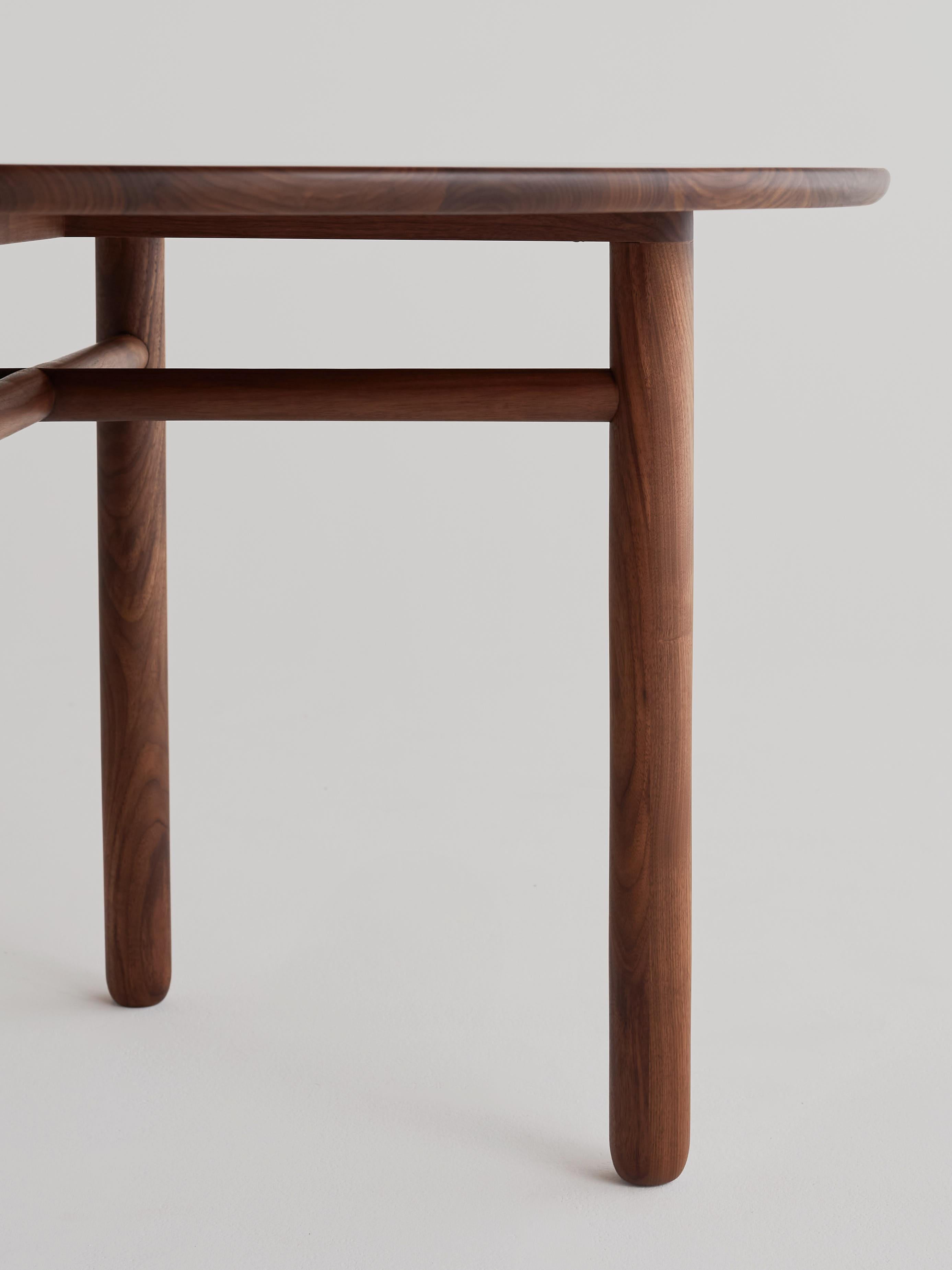 American Cross Bar Table by Campagna, Contemporary Minimal Round Wooden Dining Table For Sale