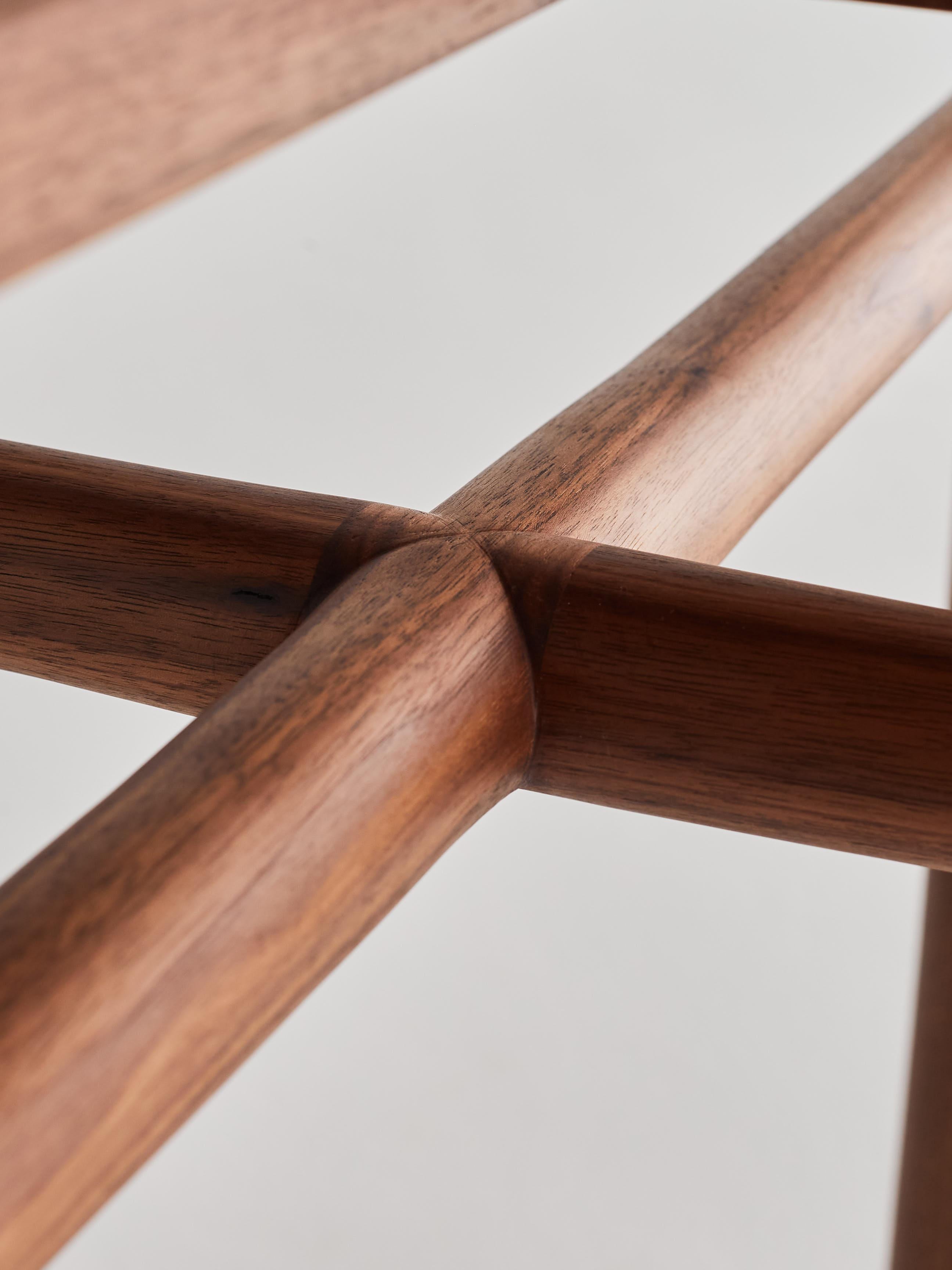 Hand-Crafted Cross Bar Table by Campagna, Contemporary Minimal Round Wooden Dining Table For Sale