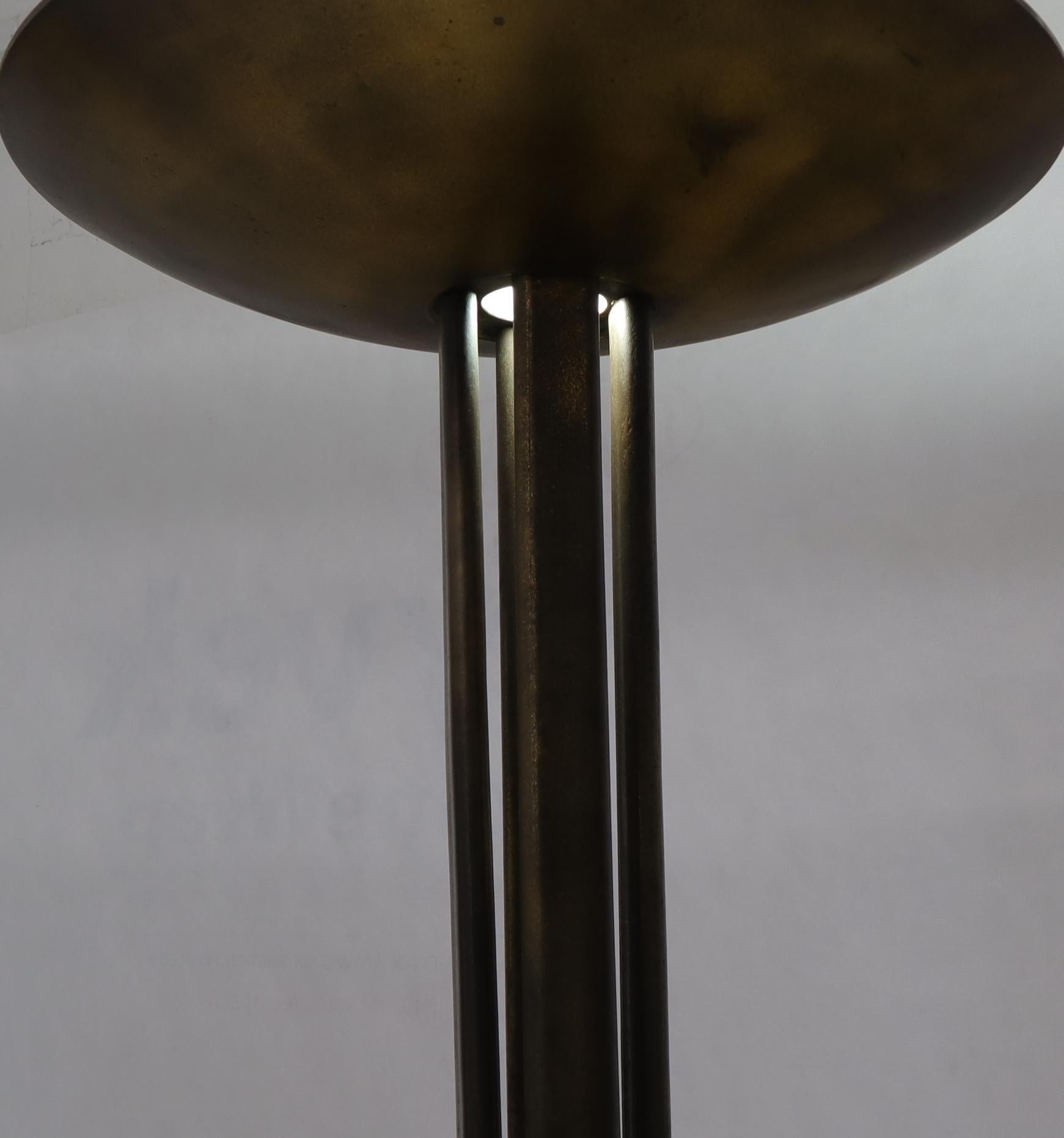 Cross Base 68 Tall Metal Dish Shade Floor Lamp For Sale 4